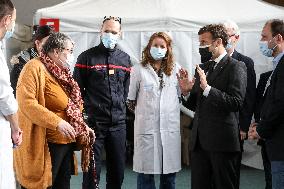 President Macron Visits a Vaccination Center - Valenciennes