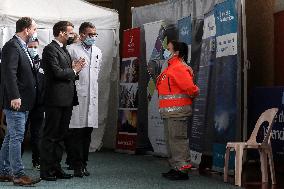 President Macron Visits a Vaccination Center - Valenciennes