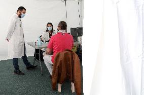 President Macron Visits a Vaccination Center - Valenciennes