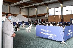 President Macron Visits a Vaccination Center - Valenciennes