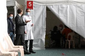 President Macron Visits a Vaccination Center - Valenciennes