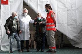 President Macron Visits a Vaccination Center - Valenciennes