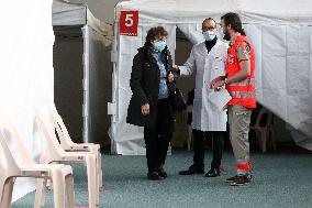 President Macron Visits a Vaccination Center - Valenciennes