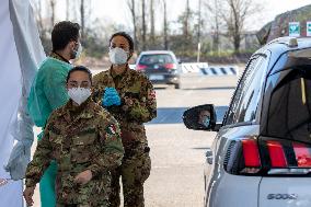 Covid-19 vaccines at the drive-thru point - Milan