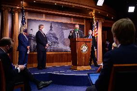 Senate Democrats Hold A Press Conference On Capitol Hill