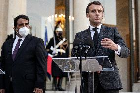 President Macron Welcomes Libyan President El-Menfi - Paris