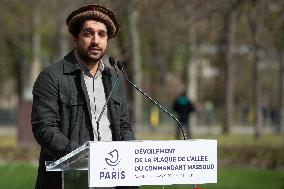 Commemorative plaque in honor of the Afghan commander Ahmad Shah Massoud - Paris