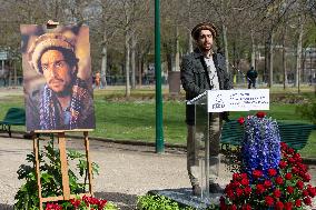 Commemorative plaque in honor of the Afghan commander Ahmad Shah Massoud - Paris