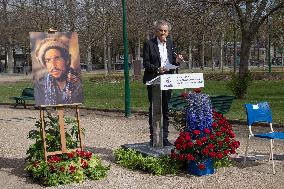 Commemorative plaque in honor of the Afghan commander Ahmad Shah Massoud - Paris