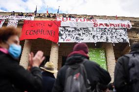 Protesters occupy Paris theatres to protest against Covid-19 shutdowns.