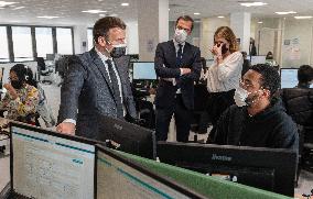 Macron visits a Social security insurance center - Creteil