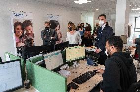 Macron visits a Social security insurance center - Creteil