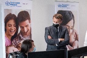 Macron visits a Social security insurance center - Creteil