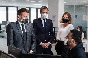 Macron visits a Social security insurance center - Creteil
