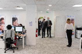 Macron visits a Social security insurance center - Creteil