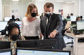 Macron visits a Social security insurance center - Creteil