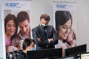 Macron visits a Social security insurance center - Creteil