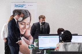 Macron visits a Social security insurance center - Creteil