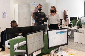 Macron visits a Social security insurance center - Creteil