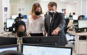 Macron visits a Social security insurance center - Creteil