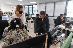 Macron visits a Social security insurance center - Creteil