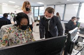 Macron visits a Social security insurance center - Creteil