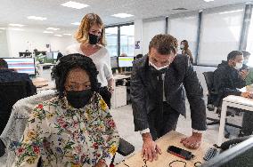 Macron visits a Social security insurance center - Creteil