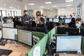 Macron visits a Social security insurance center - Creteil