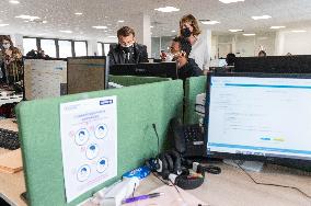 Macron visits a Social security insurance center - Creteil