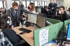 Macron visits a Social security insurance center - Creteil