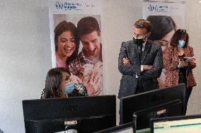 Macron visits a Social security insurance center - Creteil