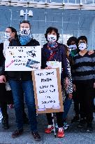 Printemps staff protest in front of Italy 2 - Paris