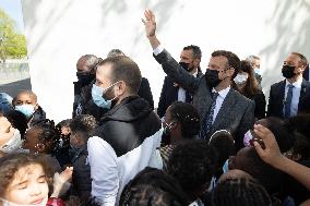 Emmanuel Macron Visits A Primary School - Melun