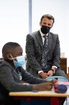Emmanuel Macron Visits A Primary School - Melun