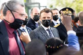 Emmanuel Macron Visits A Primary School - Melun