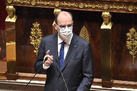 PM Castex Addresses The Parliament - Paris