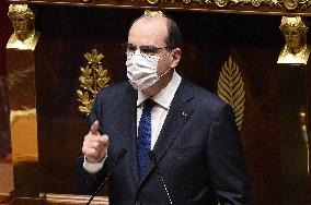PM Castex Addresses The Parliament - Paris