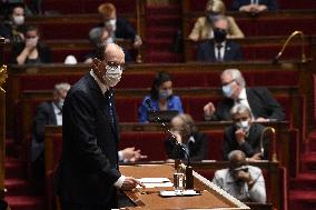 PM Castex Addresses The Parliament - Paris
