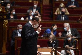 PM Castex Addresses The Parliament - Paris