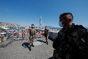 Army Soldiers Are At A Checkpoint - Naples