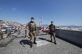 Army Soldiers Are At A Checkpoint - Naples