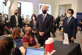 President Biden visits a vaccination site in Virginia