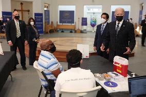 President Biden visits a vaccination site in Virginia