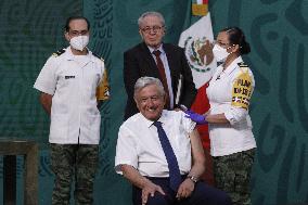 Mexicos President Obrador Vaccinated - Mexico City