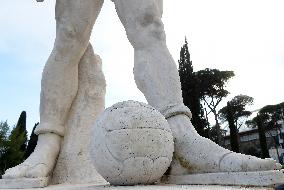 European Football in Crisis - Statue of Footballer - Rome