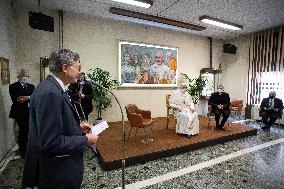 Pope Francis At The Working Community of the Dicastery for Communic - Rome