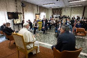 Pope Francis At The Working Community of the Dicastery for Communic - Rome