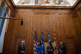 Vice President Kamala Harris swears in Kristen Clarke at Department of Justice
