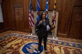 Vice President Kamala Harris swears in Kristen Clarke at Department of Justice