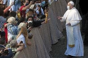 Pope Francis arrives for his weekly general audience